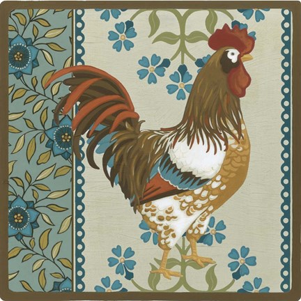 Framed Cottage Rooster I Print