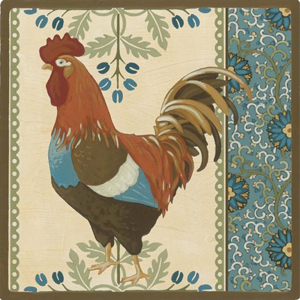 Framed Cottage Rooster V Print