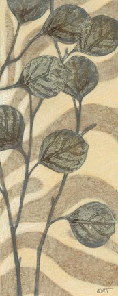 Framed Leaves on Stripes II Print