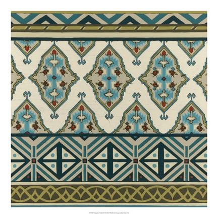 Framed Turquoise Textile III Print