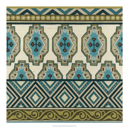 Framed Turquoise Textile IV Print