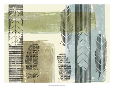 Framed Stamped Feathers I Print