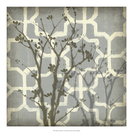 Framed Silhouette &amp; Pattern V Print