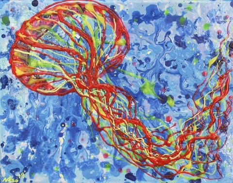 Framed Orange Sea Nettle Print