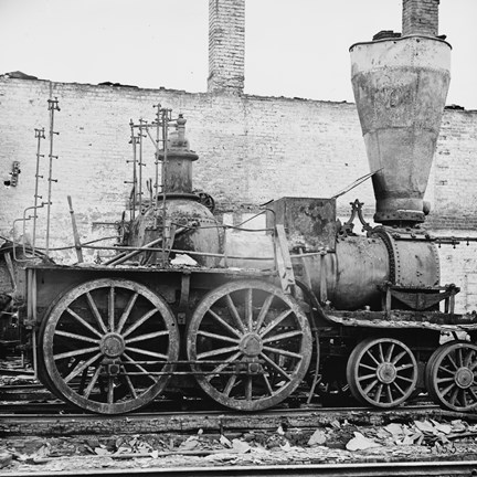 Framed Richmond, Va. Damaged locomotives Print