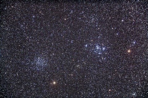 Framed Open clusters Messier 47 and Messier 47 in the constellation Puppis Print