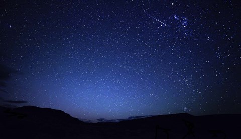 Framed bright sporadic meteor in the patagonic skies of Somuncura, Argentina Print