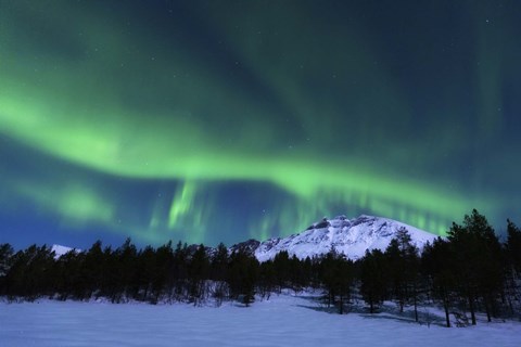 Framed Aurora Borealis over Nova Mountain Wilderness, Norway Print