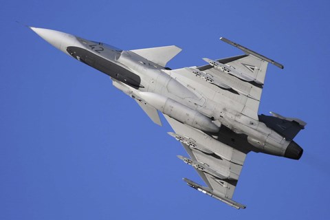 Framed Hungarian Air Force Saab JAS-39C Gripen fighter plane Print