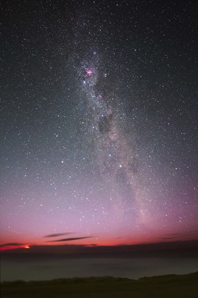 Framed Milky Way with an aurora, a meteor and lightning Print