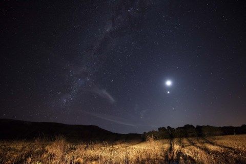 Framed Milky Way, the Moon, Venus and Spica after twilight in Azul, Argentina Print