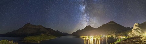 Framed Panorama of Waterton Lakes National Park overlooking the townsite Print