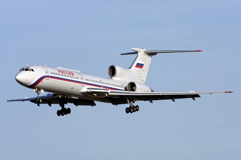 Framed Tupolev Tu-154M on final approach in Bulgaria Print