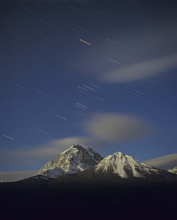 Framed Orion star tails over Mt Temple, Banff National Park, Alberta, Canada Print