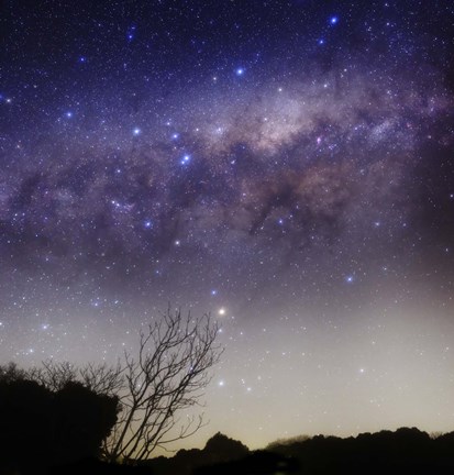 Framed Milky Way above a rural landscape in San Pedro, Argentina Print