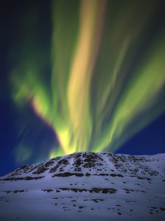 Framed Aurora Borealis over Toviktinden Mountain in Troms County, Norway Print