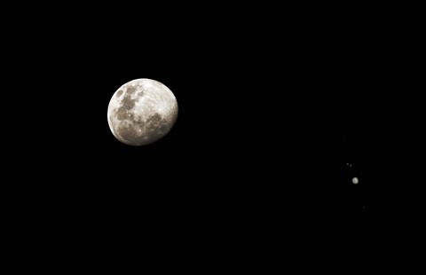 Framed Earth's moon and Jupiter separated by six degrees Print