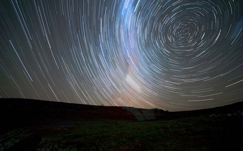 Framed Star trails around the south celestial pole, Somuncura, Argentina Print