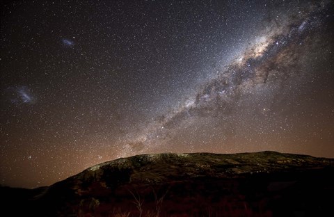 Framed Milky Way rising above the hills of Azul, Argentina Print