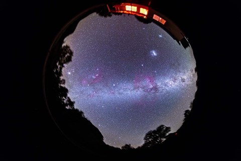 Framed fish-eye 360 degree image of the entire southern sky Print