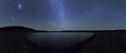 Framed panoramic view of the Milky Way and La Azul lagoon in Somuncura, Argentina Print