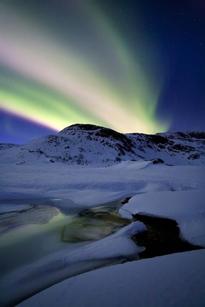 Framed Aurora Borealis over Mikkelfjellet Mountain in Troms County, Norway Print