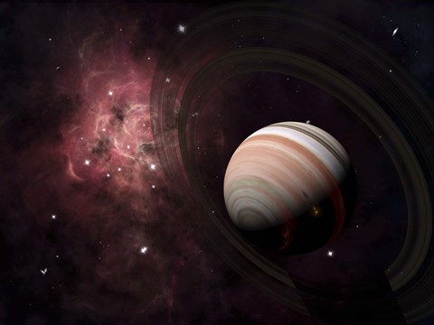 Framed gas giant Carter orbited by it&#39;s two small moons Banth and Sorak Print