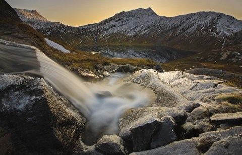 Framed small creek running through Skittendalen Valley in Troms County, Norway Print