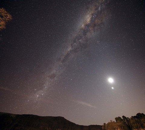 Framed Milky Way, the Moon and Venus over the fields in Azul, Argentina Print