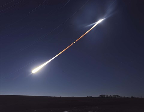 Framed Total lunar eclipse with eclipse motion trail Print