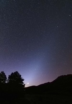 Framed Venus setting and a bright cone of zodiacal light visible after sunset Print
