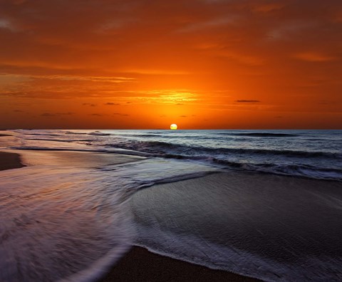 Framed Two crossing waves at sunrise in Miramar, Argentina Print