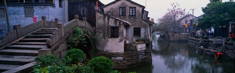 Framed Ancient Town and Canal, China Print