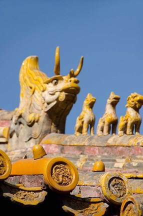 Framed Dragon roof, Hall of Consolation, Forbidden City, Beijing, China Print