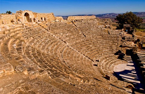 Framed Historical 2nd Century Roman Theater ruins in Dougga, Tunisia, Northern Africa Print