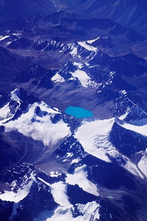 Framed Aerial View of Snow-Capped Peaks on the Tibetan Plateau, Himalayas, Tibet, China Print