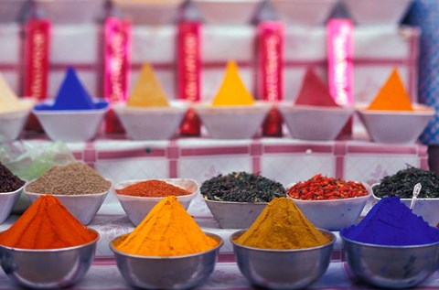 Framed Colorful Spices in the Market, Egypt Print