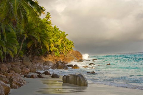 Framed Anse Beach on Fregate Island, Seychelles Print