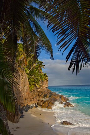 Framed Anse Beach on Fregate Island, Seychelles, Africa Print