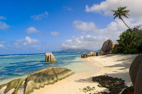 Framed Rock formations, La Digue Island, Seychelles Print