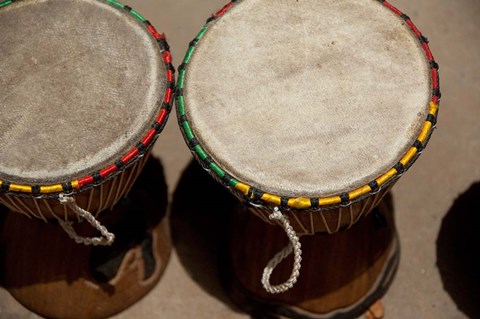 Framed Gambia, Banju, Wooden drums, musical instrument Print