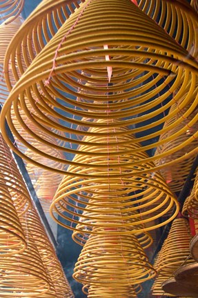 Framed Hanging coils of burning incense, Man Mo Temple, Tai Po, New Territories, Hong Kong, China Print