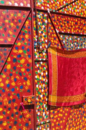 Framed Colorful Shop Wall, Dades Gorge, Dades Valley, Morocco Print