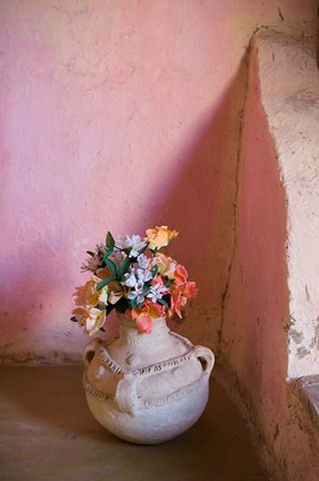 Framed Flowers and Room Detail in Dessert House (Chez Julia), Merzouga, Tafilalt, Morocco Print