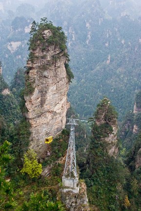 Framed Cable Car To Yellow Stone Stronghold Village, Zhangjiajie National Forest Park, Hunnan, China Print