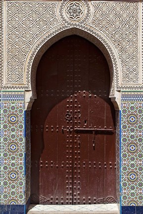 Framed Archway with Door in the Souk, Marrakech, Morocco Print