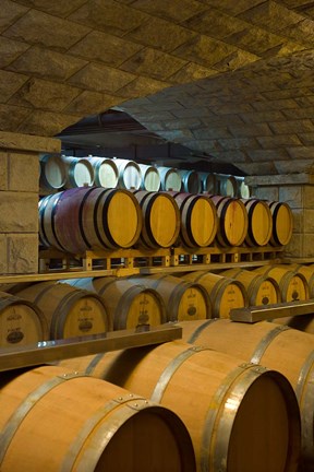 Framed Barrels in cellar at Chateau Changyu-Castel, Shandong Province, China Print