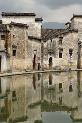 Framed Half Moon Pond, Hong Cun Village, Yi County, China Print