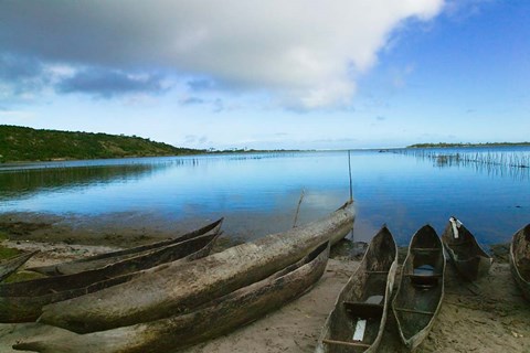 Framed Canoes on the beach, Antananarivo, Madagascar Print