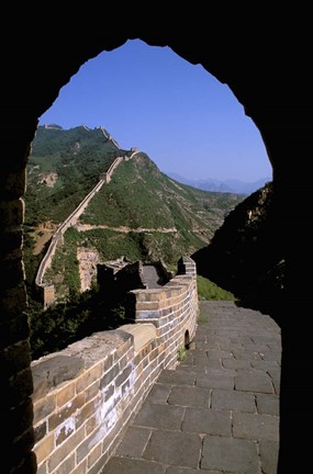 Framed Great Wall of China Viewed through Doorway, Beijing, China Print